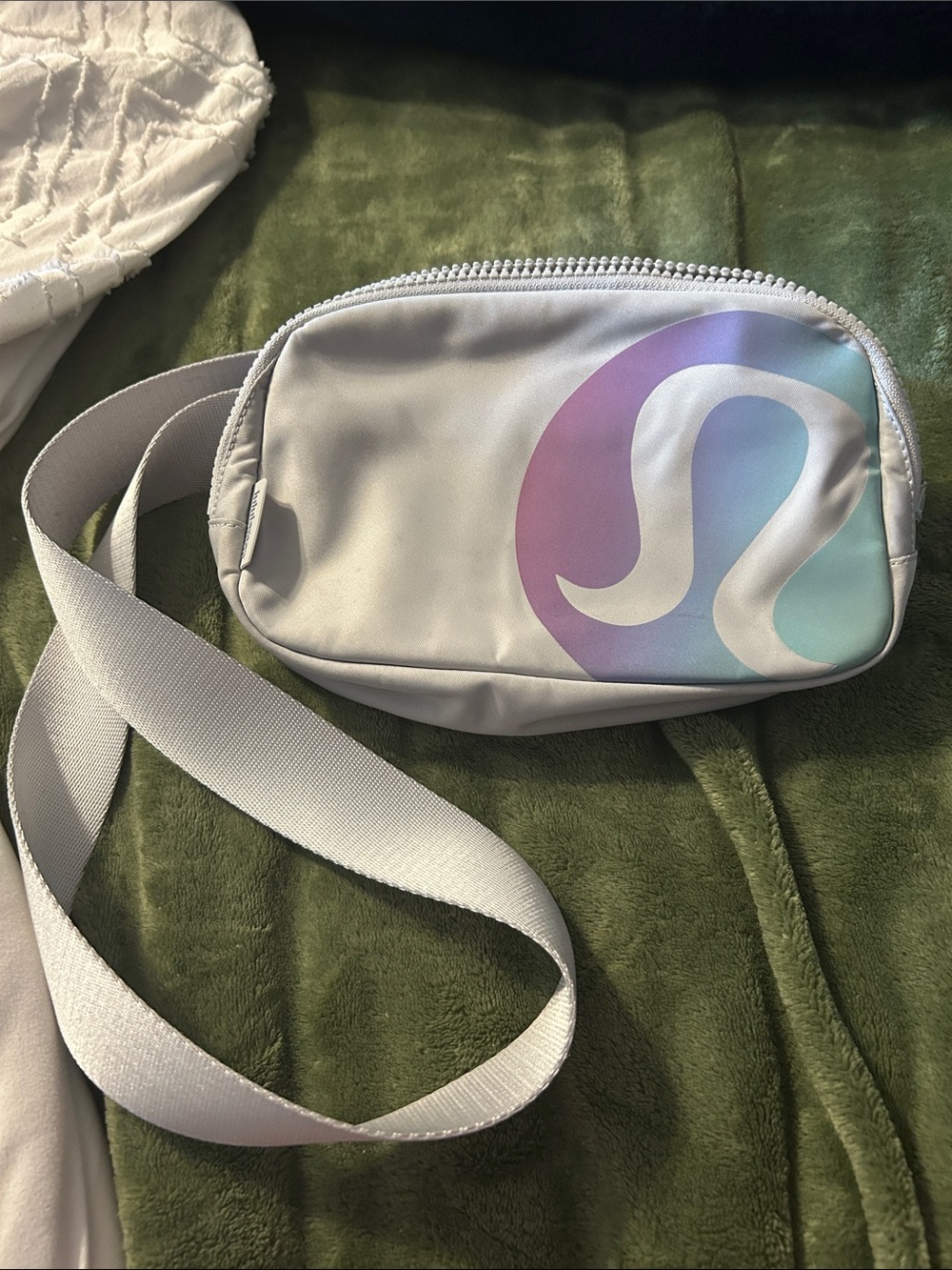 lululemon athletica gray Crossbody Bag with colorful Logo